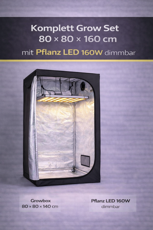 Komplett Grow Set 80 x 80 x 160cm mit Pflanz LED 160W dimmbar