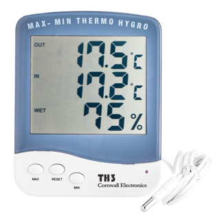 Hygrometer / Thermometer Cornwall  mit Sonde Termperaturanzeige inkl. Batterie